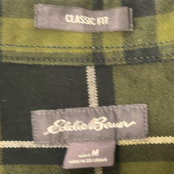 Eddie Bauer Green Plaid Flannel Button Shirt M - Picture 16 of 17